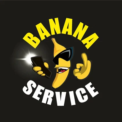 Логотип Banana Service — банан в очках